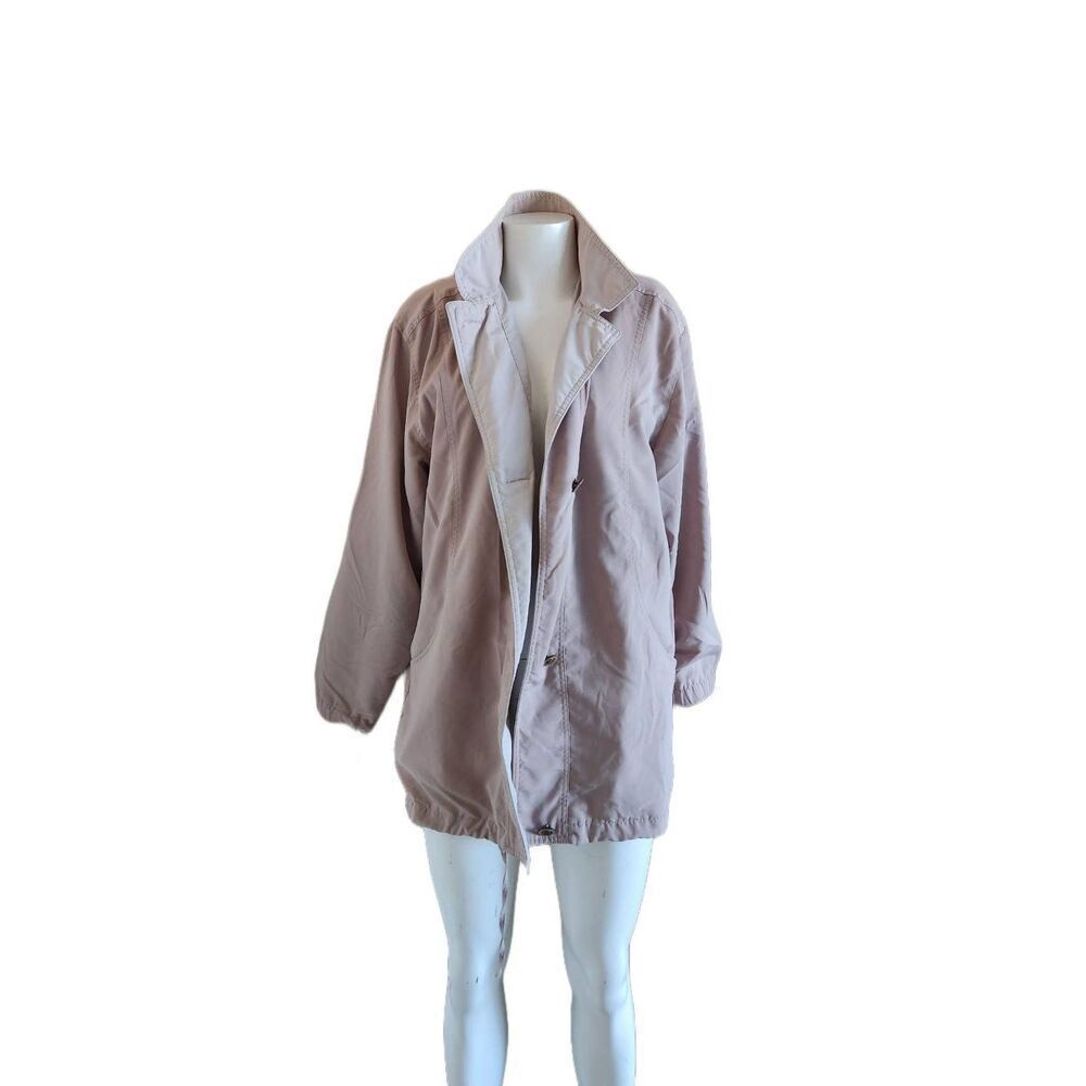 Women's vintage medium cream beige jacket 70s utility collared relaxed oversized